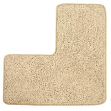 Tapis de bain en forme de L, tapis de bain doux absorbant l'eau, tapis de douche d'angle, lavable pour douche carrée (beige)