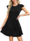 Zeagoo Summer Sundresses for Women UK Puff Sleeve V-Neck Mini Ladies Dress Causal Beach Knee Length Dress Black M