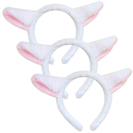 FUIPVGI 3 Stück Plüsch Schafohr Hairhoop Lamm Stirnband Schaf-Stirnband Niedliche Party Kopfbedeckung Tierkopfbedeckung Tier-Stirnbändern Pelzige Ohr für Party Dekoration(3 Stück) (3)
