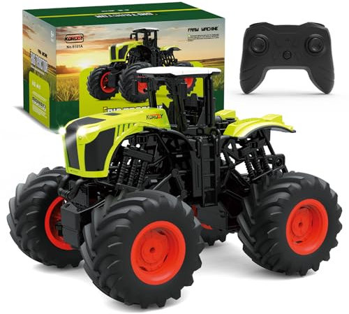 Ferngesteuerter Traktor Ferngesteuert ab 3 4 6 Jahre, 2.4GHz 1:16 Ferngesteuerter Monstertruck Ferngesteuert mit Licht, 8 Kanal Traktor Spielzeug ab 3 4 6 Jahre, Leicht zu Passierende Komplexe Gelände