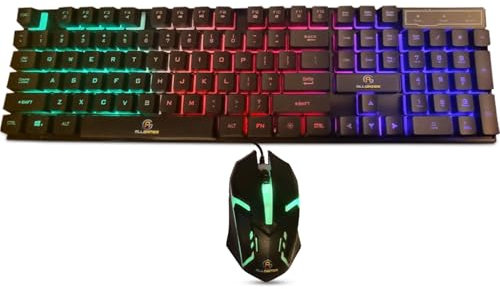RGB Light-Up Gaming Keyboard and Mouse Combo – Wired USB LED Gaming Keyboard and Mouse Set for PC, Xbox, and PS Gamers – Durable 104-Key Keyboard with 1600 DPI Mouse
