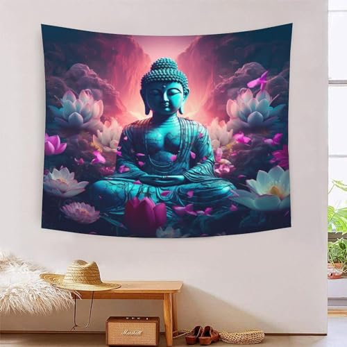 HLXZMCVBT 3D Druck Buddha-Statue Wandteppiche Poster Ornament Wandbehang Wandteppich Wanddeko Wandbehang Für Schlafzimmer Wohnzimmer Tapisseries 130cmx150cm