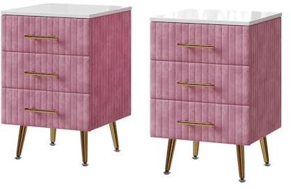 Vicco Comodino Velia, rosa, 41 x 62 cm Set di 2