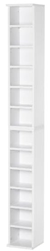 DECHOME - Set 2 Librerie Scaffale porta CD e DVD a 12 Ripiani Totali per 204 CD in Legno 21x22.5x88.5 cm colore Bianco