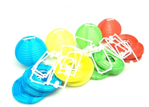 IKu 20 Lampions 6-7 cm bunt mit Halter Ersatz Lampions Aussen oder Innen für Lichterkette