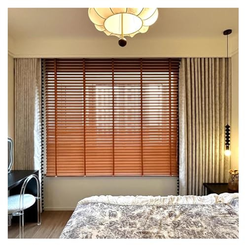 Jalousien Holzjalousien, Fensterläden für Fenster innen 100 120 140 160 180 200 220 240 cm extra breit, braune Holzjalousien Verdunkelung mit Bändern für Zuhause Schlafzimmer Küche Büro(200x240cm)