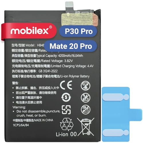 MOBILEX® Batteria HB486486ECW per Huawei Mate 20 Pro / P30 Pro | 4200mAh - OEM | Ricambio interno con adesivo | Capacità originale