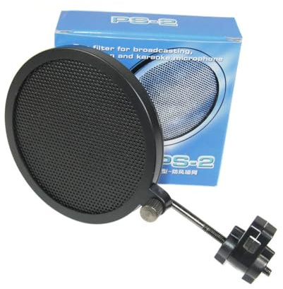 Toddmomy Microphone Filter Double-layer Iron Net Windscreen Shield Black Pop Filter for Studio Recording Protects Microphone from Spit Popping Sounds