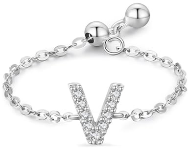 Verlobungsring Damen Vintage, Ring Hochzeit mit Diamant Silber 14K Weißgold Größe 65 (20.7)