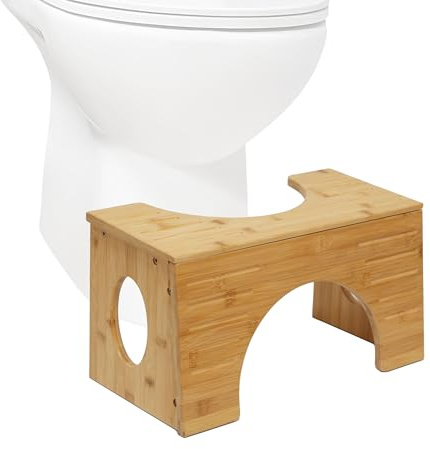 Relaxdays Toilettenhocker, Stuhlgang Unterstützung, Natur | WC Hocker Erwachsene, Bambus, kippbar für 2 Höhen, 19,5/25 cm