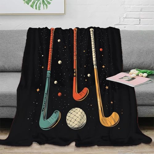 NAOFEKUID Sportliches 3D Printed Hockey Decke Mikrofaser Heimdekoration Feldhockey Throw Blanket für Erwachsene Sofa Schlafzimmer Ganzjährig 60x80(150x200cm)