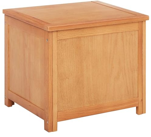 Qnhdfrt Aufbewahrungsbox mit Deckel 50x45x45 cm, Truhe aus Holz mit Eichenfurnier, Mehrzweckkiste & Stauraumtruhe für Wohnzimmer und Schlafzimmer, Rustikaler Industrial Style, Eiche Natur
