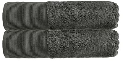 Allure Pack of 2 Bamboo Bath Towels 70 x 125cm – Luxury Super Soft Hypo-Allergenic Plush 550GSM Pair of Bathroom Towels (Graphite Grey)