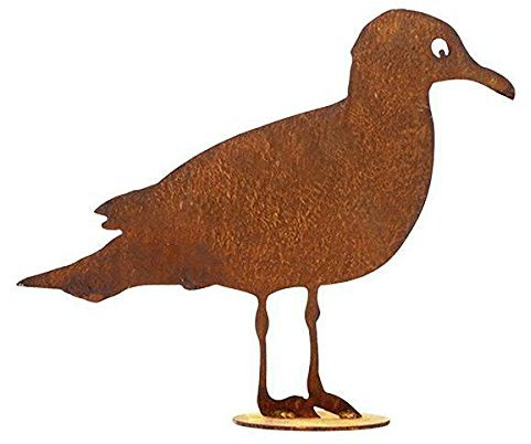 Klocke Edelrost Dekor Rost Möwe - Maritime Figur für den Außenbereich: Dekomöwe auf Bodenplatte (Fester Stand) - Höhe 40cm - Metallmöwe/Rostdeko für außen