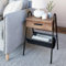 Nathan James Hugo 32501 Nachttisch Accent Rustikaler Holztisch mit Schublade, Braun/Schwarz