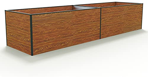 GFP Aluminium Hochbeet Kingsize Daniela - 387 x 99 x 77 cm - Holzoptik, Stecksystem, langlebig