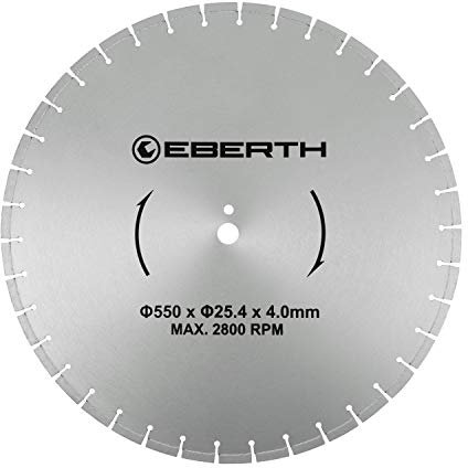 EBERTH Trennscheibe Diamanttrennscheibe für Stein, Beton, Fliesen und Feinsteinzeug, Diamantscheibe mit 550mm Durchmesser, 25,4mm Bohrung, 4,0mm Stärke, Diamant Trennscheibe f. Granit, Keramik, Marmor