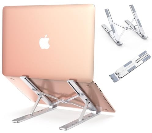 Babacom Soporte Portatil, Aleación de Aluminio Ventilado Refrigeración Soporte Ordenador Portátil Plegable, Adjustable Laptop Stand Soporte Mesa Compatible con Macbook PC y Otro 10-15.6” Portatile