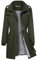 Bloggerlove Manteau imperméable à capuche pour femme Rayures doublées Coupe-vent - Vert - Taille L