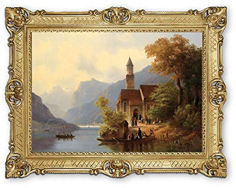 Lnxp Wunderschönes Gemälde 90x70 cm Künstler; A. Doll ´Auf dem Rückweg von der Sonntagsmesse ´Bild Bilder Barock Rahmen Antik Repro 58B