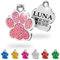 Ibera Gifts - Chapa Perro Grabada en Forma de Pata con Purpurina, Placa Perro Personalizada para Perros y Gatos Pequeños y Medianos, Tamaño 24 mm x 27 mm, Chapa Identificativa Perro y Gato (Rosa)