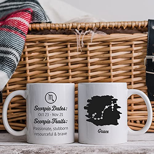 Personalised Mug with Zodiac Horoscope Star Sign Design - 11oz Ceramic Coffee Mug Tea Cup - Novelty Gift Mug - Scorpio