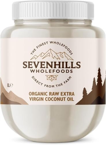 Sevenhills Wholefoods Huile Extra Vierge De Noix De Coco Bio 1L, Pressée à Froid, Pour Cuisine, Peau et Cheveux (pot)