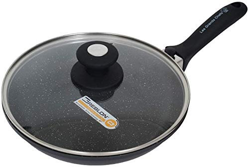 Les Grands Chefs Professionnel – Poêle Pierre 24 CM - Manche Amovible, Couvercle, tous feux dont induction