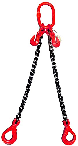Grade 8 2.8 tonne 8mm 2 Leg Adjustable Lifting Chain Sling Rigging With Safety Hooks (2mtr)