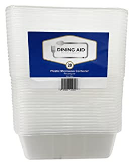 DINING AID Food Containers 20 Pack - 650ml Plastic Containers with Lids – Transparent and Durable – Dishwasher, Freezer and Microwave safe