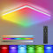 RGB LED Deckenlampe Dimmbar mit Fernbedienung, 24W 2400LM Deckenleuchte Farbwechsel mit 7 Farben, IP54 Eckig LED Badezimmerleuchte für Wohnzimmer, Schlafzimmer, Kinderzimmer Bad Flur 28*28*4.8cm