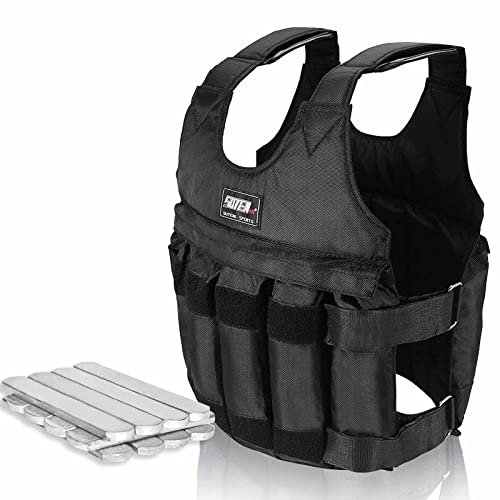 Chaleco con peso ajustable con pesas incluidas Chalecos de entrenamiento de fuerza para hombres y mujeres, chaqueta de peso corporal para ejercicio correr con cinturón y hombreras (chaleco con 12