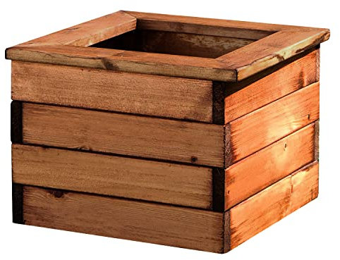 HORTICO Wooden Planters for Garden Square Plant Pots Outdoor | Fully Assembled H31.5 L41.5 W41 cm, 25L, Made in the UK