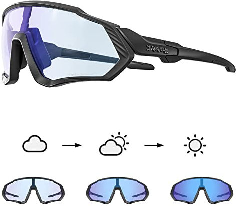 KAPVOE Gafas de Ciclismo Fotocromáticas con TR90 Gafas de Sol Deportivas Mujeres Hombres Running Transparente MTB Accesorios de Bicicleta Azul Negro 05