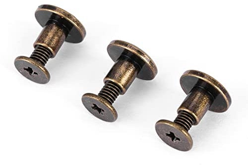 20pcs Leather Craft Rivets, Flat Head Copper Brass Screws Nuts Nails Rivets Leather Cap Accessory Metal Studs Kit for DIY, Bag Decoration, Shoes Repairs(6.5mm)