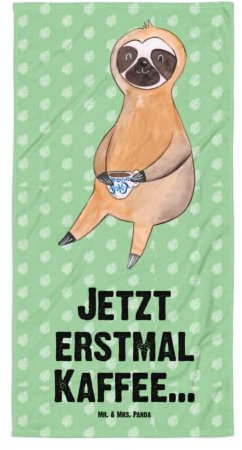 Mr. & Mrs. Panda XL Badehandtuch Faultier Kaffee - Geschenk, Faultiere, faul, Reisehandtuch, Kaffeetasse, Badetuch, Mikrofaser Handtuch, Saunahandtuch, Urlaub, Coffee, Strandhandtuch