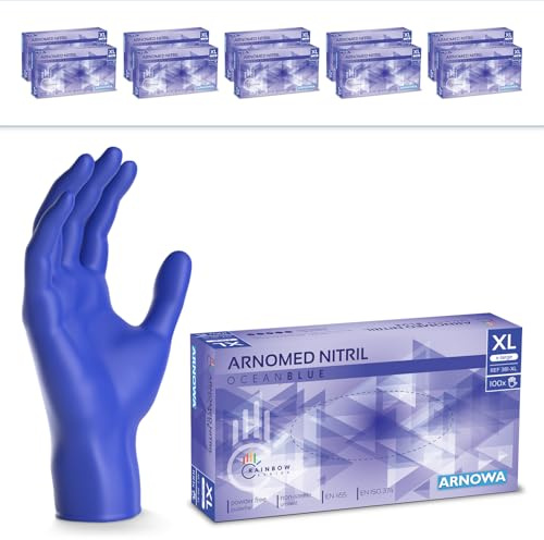 1000x ARNOMED® Einweghandschuhe Dunkelblau, Nitril Handschuhe XL | Einmalhandschuhe, Nitrilhandschuhe puderfrei, Gummihandschuhe Einweg, Schutzhandschuhe, Handschuhe Nitril in S, M, L, XL