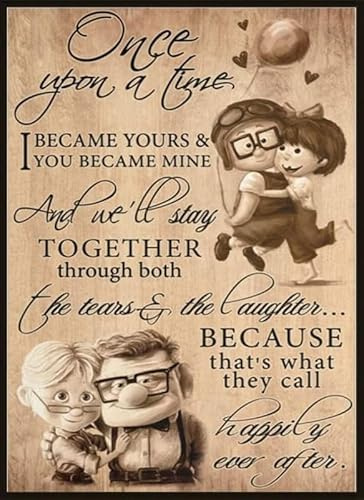 Vintage-Wandposter aus Metall mit Aufschrift To My Wife, Carl And Ellie I Became Yours You Became Mine, Vintage-Dekoration, Poster, Wandkunst, Dekoration, Metallschild, Poster, 20,3 x 30,5 cm