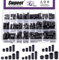 Swpeet Lot de 270 vis d'espacement rondes en nylon noir de 18 tailles M3 M4 M5 M6 - Entretoises en nylon ABS - Longueur : 3 mm, 5 mm, 6 mm, 8 mm, 10 mm, 12 mm, 18 mm, 20 mm, 25 mm - Pour prototypage