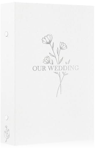 Lanpn Hochzeitsfotoalbum 10x15 cm, 300 Taschen Fotos zum Einstecken, Leineneinband, großes Fassungsvermögen, Hochzeitsalbum für frisch Vermählte, für 300 horizontale Fotos (Blume, Weiß)