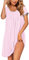 Ekouaer Chemise de Nuit Femme Manches Courtes Robe de Nuit Devant Plissé Casual Vêtements de Nuit Grande Taille Court, Rose, XXXL