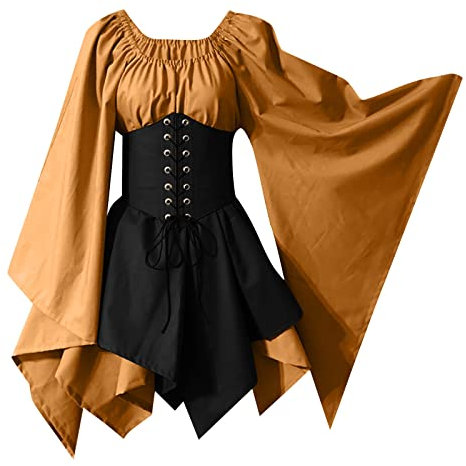 Kleider Große Größen Festlich Mittelalter Kleid Halloween Rock Schleier Schwarz Weisses Kleid Damen Nonnen Kostüm Hallooweenkleid Damen Halloween Kostüm 164 Haloween Kostüm Feen Kostüm