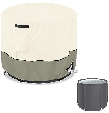 Sobana Outdoor-Eisbadewannen-Abdeckung für freistehende Badewannen, tragbare Badewanne, große aufblasbare Badewanne, polarkalte Tauchwanne (nur Abdeckung, weiß und graugrün)