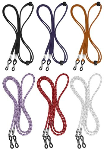 BILIONE Glasses Strap, 6Pcs Glasses Chain, Universal Eyeglass Chain Glasses Cord Lanyard Non-Slip Sunglasses Strap Spectacle Neck Cord, Adjustable Glasses Chains for Women Men Kids (Colorful)