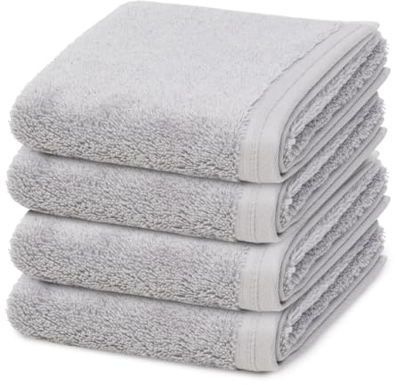 Vossen - 4 teiliges Frottier-Set - Vegan Life (4 X Gästetuch im Set) - 580 g/m2 - Baumwolle - Frottee - saugstark - weich und flauschig - Shadow