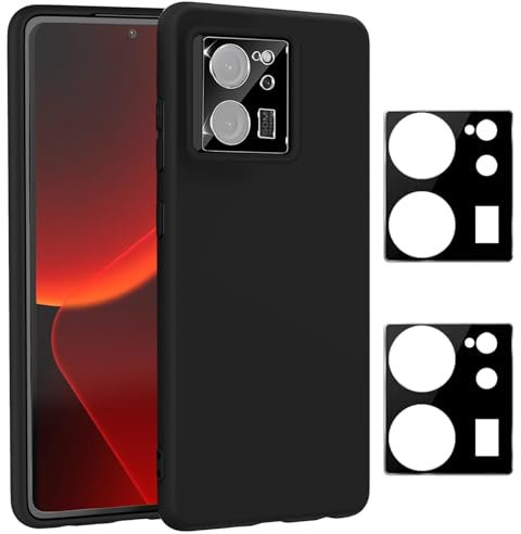 Handyhülle mit Kameraschutzfolie für Xiaomi 13T / Mi 13T Pro, Weich TPU Silikon Schutzhülle Kamera PanzerFolie Cover Bumper Kamera Glas Case Hülle mit Kamera Linse Folie (1 + 2 Stück)