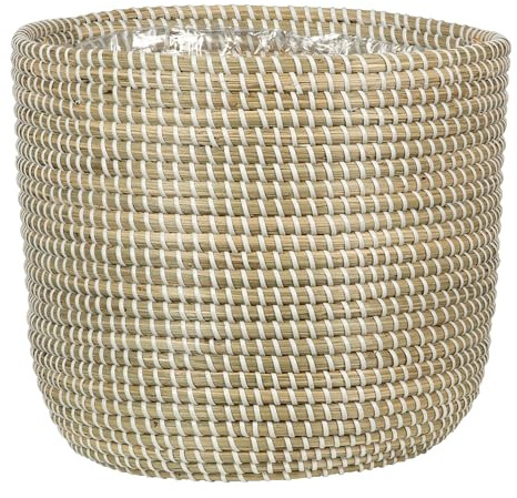 Scheurich Seegras 32, Korbgefäß/Korb-Pflanzgefäß/Korbtopf aus Seegras Farbe: White, 32 cm Durchmesser, 30,5 cm hoch, 26,9 l Vol.