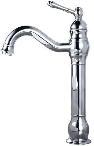Miscelatore Lavabo Rubinetti Monocomando Lavabo Vintage Miscelatore Girevole a 360° Rubinetti Lavabo Bagno Miscelatore Lavabo Monoforo, Cromato, Alto