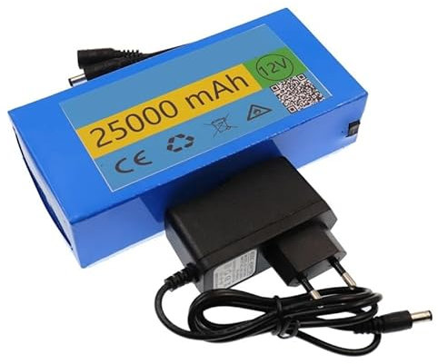 HSSYTZOUL Paquete Batería Litio 12 V CC Paquete Batería Iones Litio Recargable 25000M Ah Potente Batería Polímero Litio Portátil Adecuada para Equipos Suministro Energía 12 V,Azul,12v 25000mAH