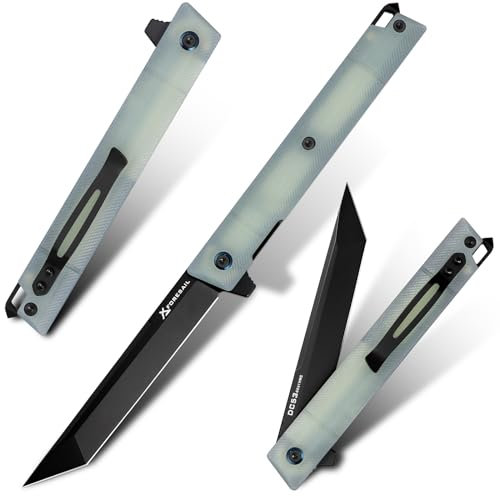 FORESAIL Flipper-Klappmesser, Taschenmesser, taktisches Klappmesser, DC53 Klingenstahl. Mit Messer-Clip und Glasbrecher,Mountain Travel EDC Utility Knife. (Natürlicher G10-Griff)